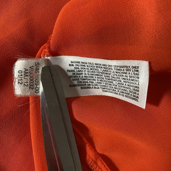 Old Navy Coral Orange Midi Dress w/ Slip M Pintuck Pleat Embroidery Boho Peasant - Picture 14 of 16